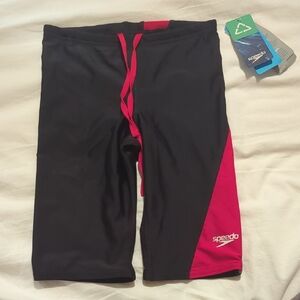 Speedo Black and Red Swim Shorts